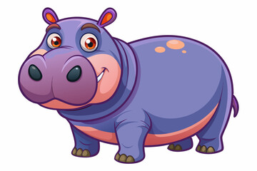 Funny Hippo Vector Illustration Cartoons, Clipart, Line Art Design on White Background, Playful funny hippo vector illustration on a white background - perfect for fun designs