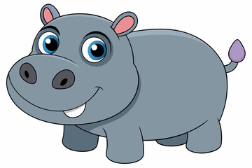 Funny Hippo Vector Illustration Cartoons, Clipart, Line Art Design on White Background, Playful funny hippo vector illustration on a white background - perfect for fun designs
