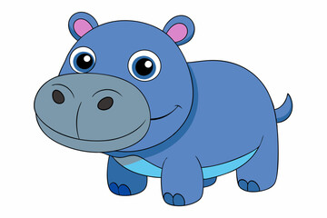 Funny Hippo Vector Illustration Cartoons, Clipart, Line Art Design on White Background, Playful funny hippo vector illustration on a white background - perfect for fun designs