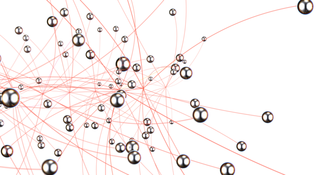Gene lines and nodes, biological gene structure, 3d rendering.