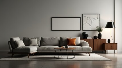 Aesthetic bright sunny elegant home living room interior design with comfortable lounge chair, hat, side table, flowers bouquet, shelf with decorations. interior design