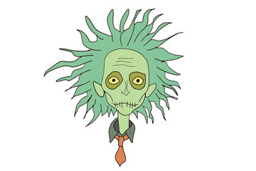 vector illustration of zombie face, green, halloween