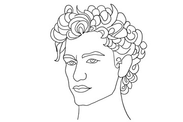 Silhouette man with curls, male beauty
