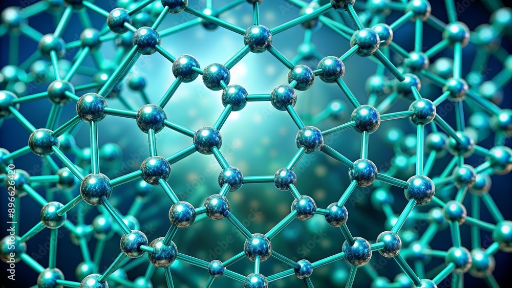 Aufkleber vibrant turquoise background highlights a stunning nonagon molecular structure composed of tiny dots