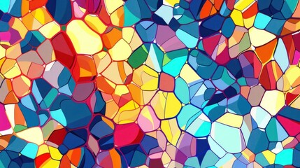 Colorful Stained Glass Mosaic Background with Various Shapes and Sizes for Artistic Design and Creative Projects