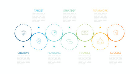 Infographic 7 options design elements for your business data. Vector Illustration.