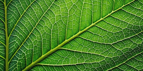 Detailed close-up of a green leaf with intricate veins , nature, close-up, macro, plant, green, leaf, veins, texture, vibrant