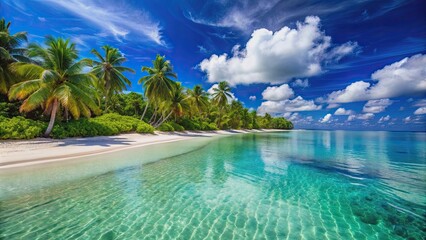 Beautiful tropical beach with crystal clear water and white sandy beaches, paradise, exotic, relaxation, vacation