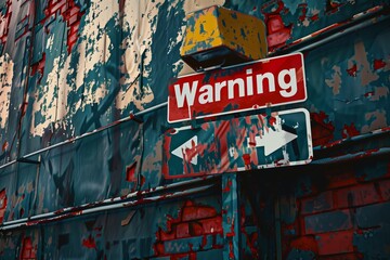 Abstract Warning Sign Painted Art Generative Illustration Urban Graffiti