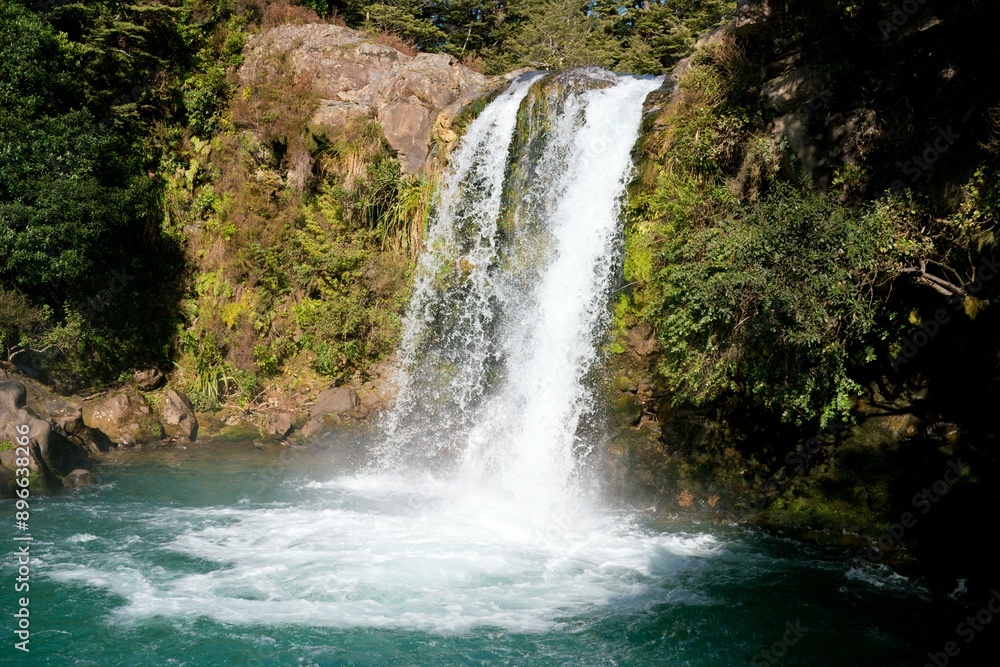 Wall mural waterfall in the mountains, the tawhai falls,