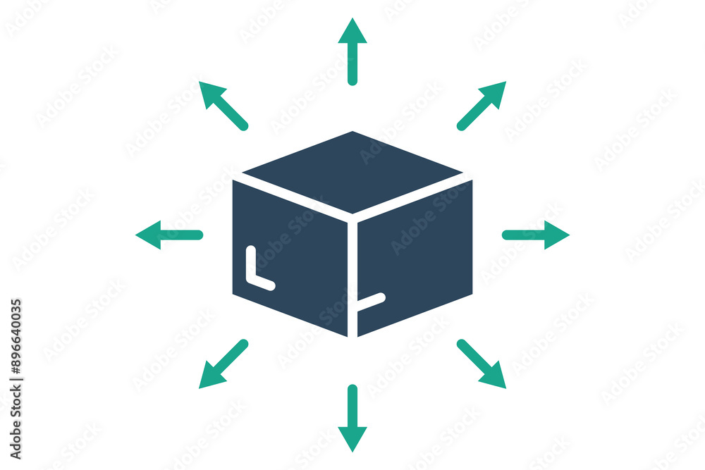 Poster distribution icon. pack box with arrow. icon related to delivery. solid icon style. business element