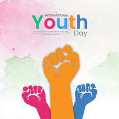 watercolor international youth day wishing post design vector design