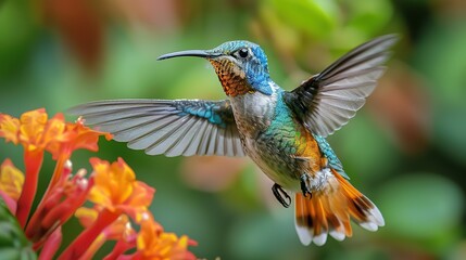 Fototapeta premium Ethereal Movement: Golden-Tailed Sapphire in National Park