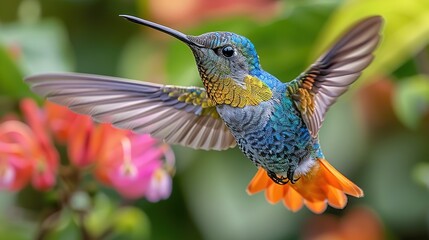 Fototapeta premium In the Wild: Golden-Tailed Hummingbird at National Park
