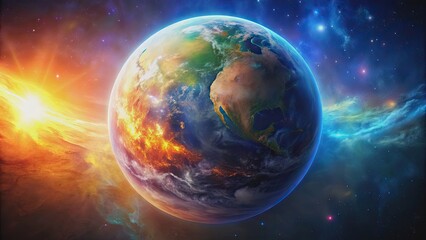 Fototapeta premium Cute and high quality of a vibrant planet, perfect for wallpaper , planet, cute,high quality, vibrant, colorful