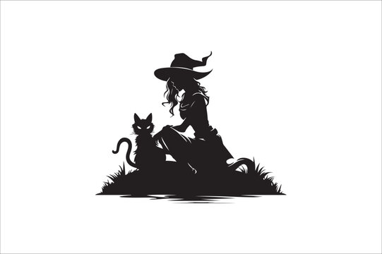 recommend clip art: witch silhouette illustration. Halloween witch silhouette. A Silhouette of Witch with Broom.