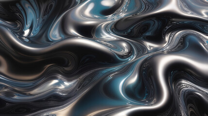 Liquid Metal. Metallic liquid morphing and flowing, creating abstract shapes