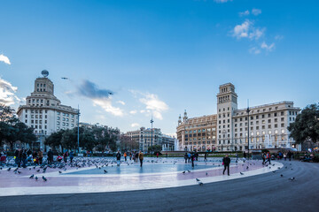 Arquitectura de la Plaza de Cataluña, Barcelona, España