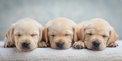 Three adorable labrador retriever puppies sleeping peacefully together, Labrador retriever, puppies, cute, sleeping, peaceful, cuddly, three