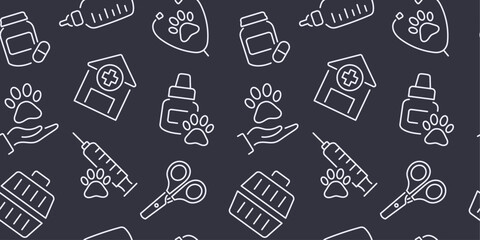 Seamless pattern with pet care and veterinary