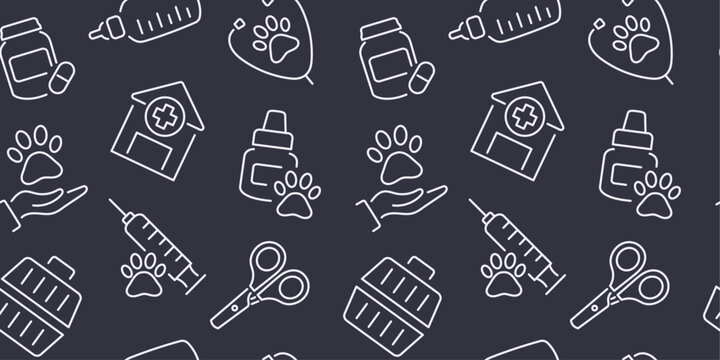 Seamless pattern with pet care and veterinary