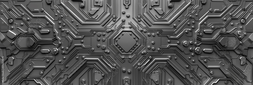 Poster futuristic metallic circuit board forming a technological background