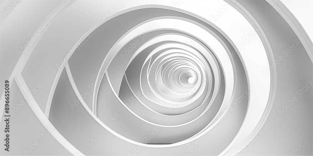 Aufkleber Abstract white architecture forming a tunnel with light at the end