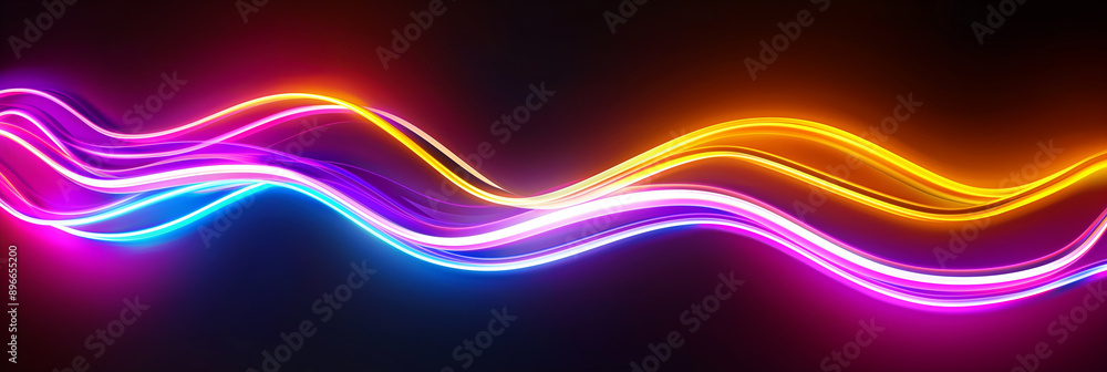 Poster wavy neon lights creating colorful abstract background design