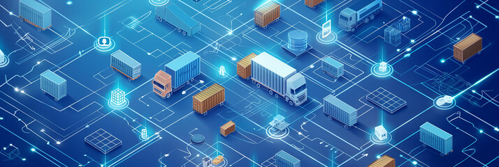 Global logistics network connecting trucks and cargo containers using artificial intelligence