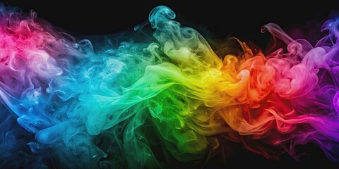 Obraz premium Colorful smoke blending in gradient layers creating a mesmerizing wallpaper background, smoke, colorful, gradient