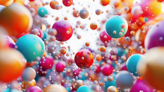 3d render of abstract art color splash based on small balls particles