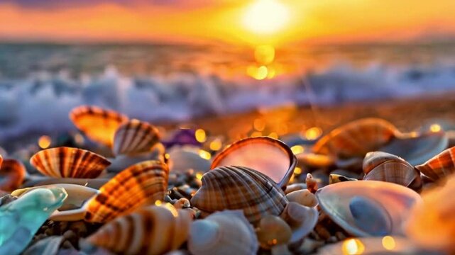 Beach stones with shells 