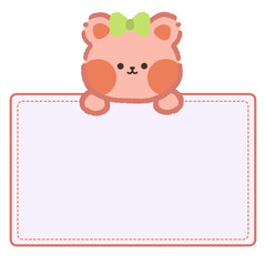 Cute label name tag with bear illustration