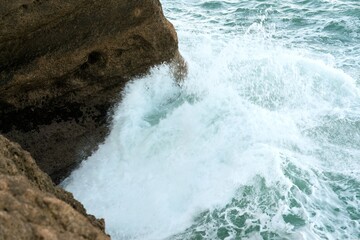 Heavy waves hitting the reef, Castlepoint Reef,