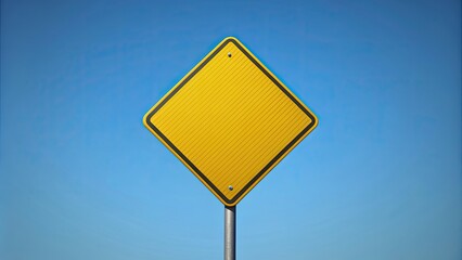 Yellow caution street sign with minimalistic style in render, street sign, caution, yellow, render, minimalistic, safety, warning
