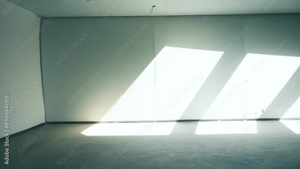 Aufkleber loft abstract. minimalistic for product presentation. walls in large empty room gray. can full of su