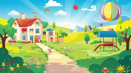 Colorful Pre-school Poster Background: Inspiring Learning and Play for Young Minds