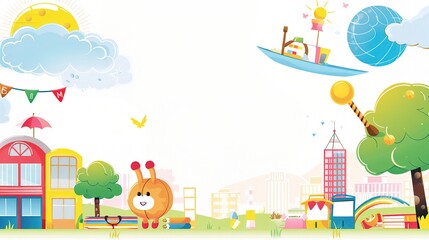 Colorful Pre-school Poster Background: Inspiring Learning and Play for Young Minds