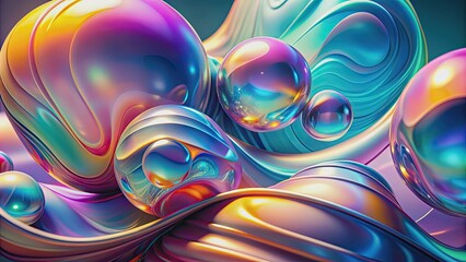 Fototapeta premium Iridescent organic shapes with soft movement, iridescent, organic, shapes, soft, movement, abstract, colorful, vibrant