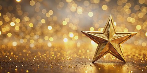 Gold star decoration on background, gold, star, decoration, element, shiny,background, isolated, festive, celebration