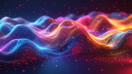 Abstract Colorful Waves with Glowing Particles