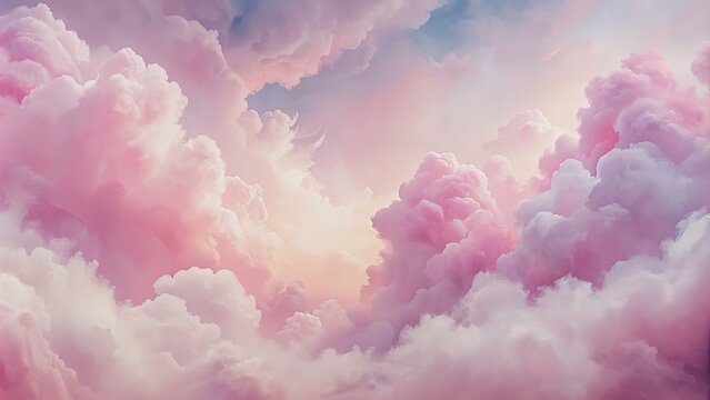 Fototapeta Abstract painting of soft pink clouds in background, abstract, painting, soft, pink, clouds, background, dreamy, textured, artistic