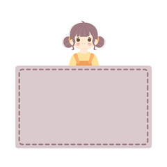 Cute label name tag with girl illustration