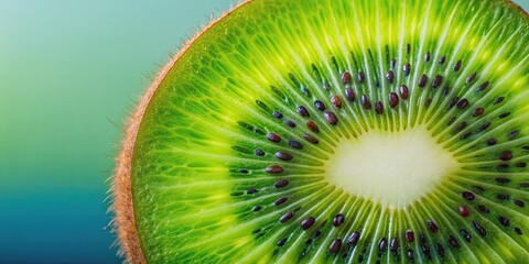 Close up of a juicy kiwi fruit, kiwi, green, tropical, fruit, healthy, fresh, vibrant, delicious, food, organic, ripe, close-up