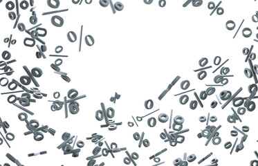 percent shopping digital in 3d. background