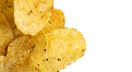 close up of potato chips with space for text