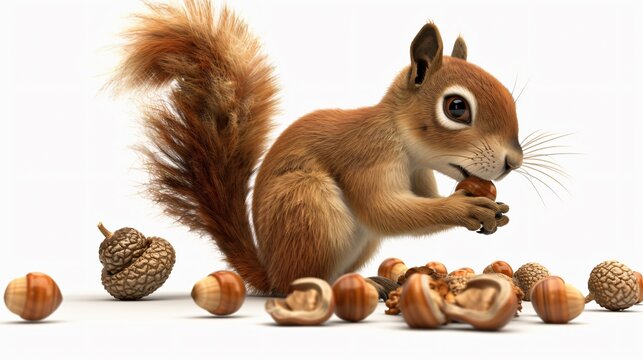 brown squirrel eating nut on white background clip art preview