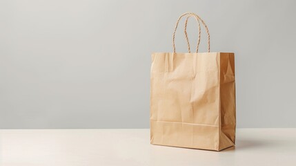 Craft paper bag mockup template on white background with copy space