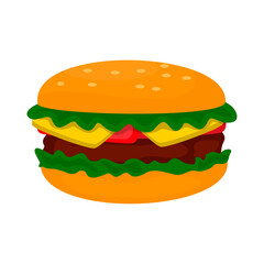 Delicious burger fast food isolated on a white