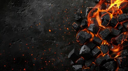 Coal For Bbq grill Background With Fire